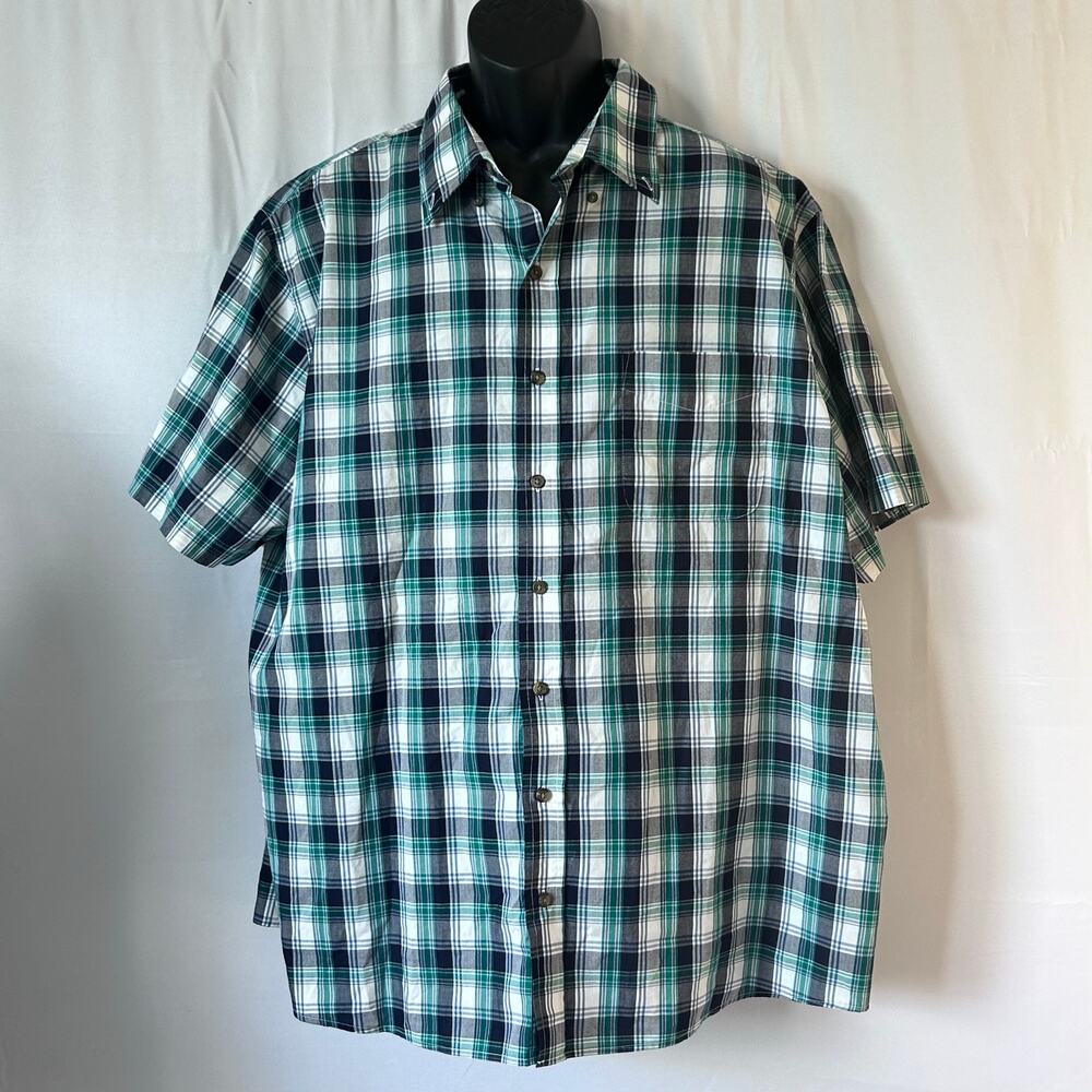 Holderness & Bourne HB Plaid Button Down Shirt Mens XL Green Blue Golf Casual